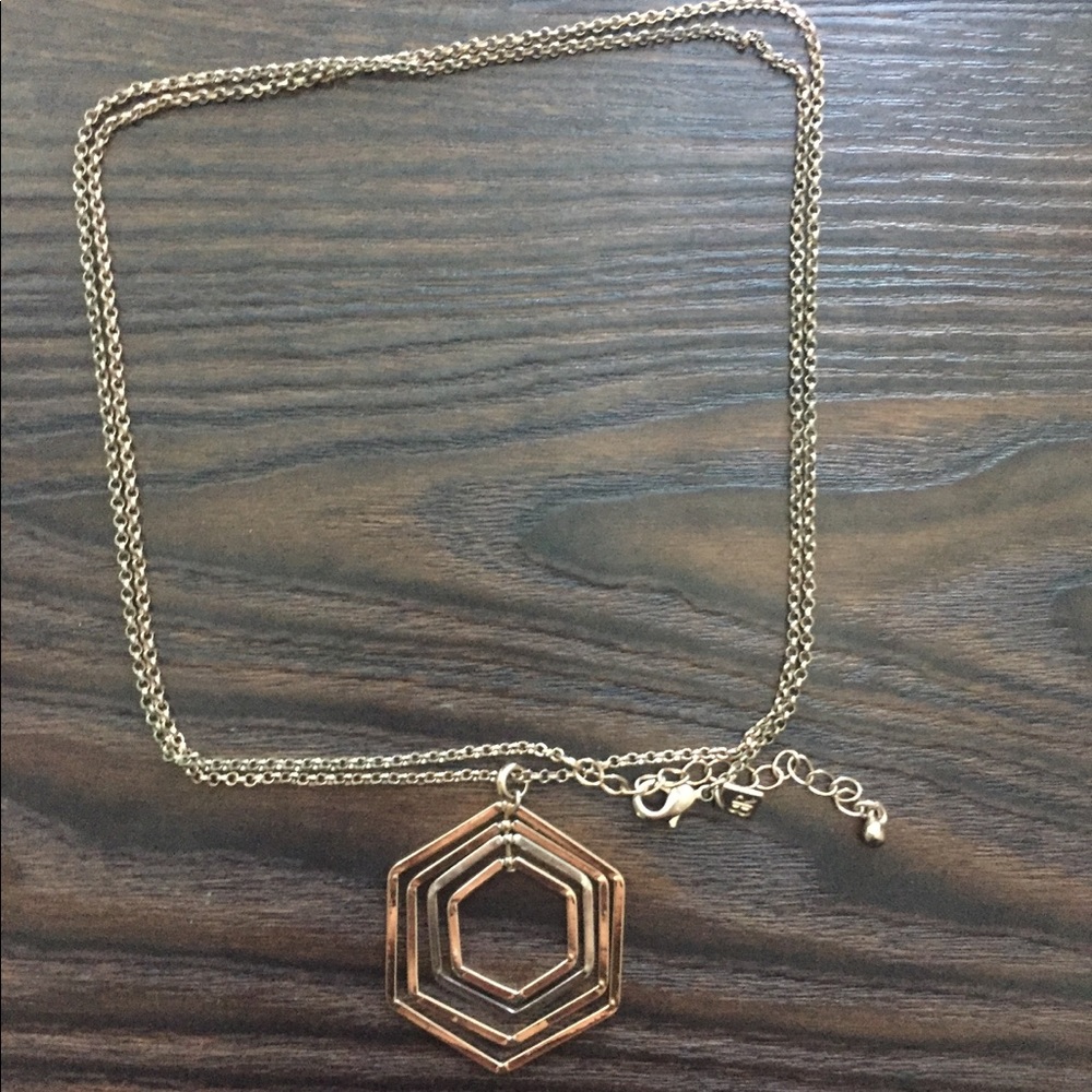 Gold Hexagon Layered Pendant